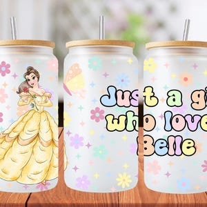 16oz belle princess libbey glass can wrap, 1 png file. bright colourful. Digital down load no physical item will be sent