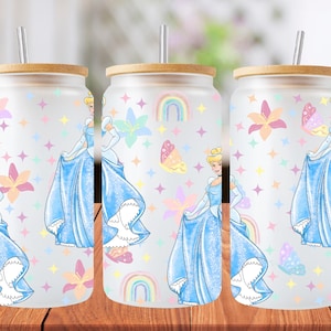 16oz cinderella princess libbey glass can wrap, 1 png file. bright colourful. Digital down load no physical item will be sent
