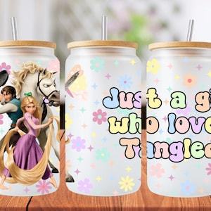 16oz Rapunzel libbey glass can wrap, 1 png file. bright colourful. Digital down load no physical item will be sent