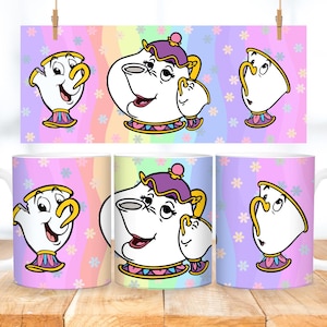 Tazze da tè La bella e la bestia, involucro per tazza, png download digitale, non verranno inviati articoli fisici. Involucro per tazza da 11 once