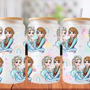 16oz frozen princess libbey glass can wrap, 1 png file. bright colourful. Digital down load no physical item will be sent