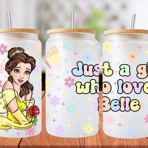 16oz Belle Princess libbey Glasdosenverpackung, 1 png-Datei. leuchtend bunt. Digitaler Download, es wird kein physischer Artikel gesendet