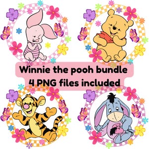 Paquete de 4 imágenes PNG de Winnie, descarga digital, fondo transparente