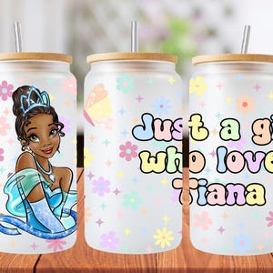 16oz Tiana libbey glass can wrap, 1 png file. bright colourful. Digital down load no physical item will be sent