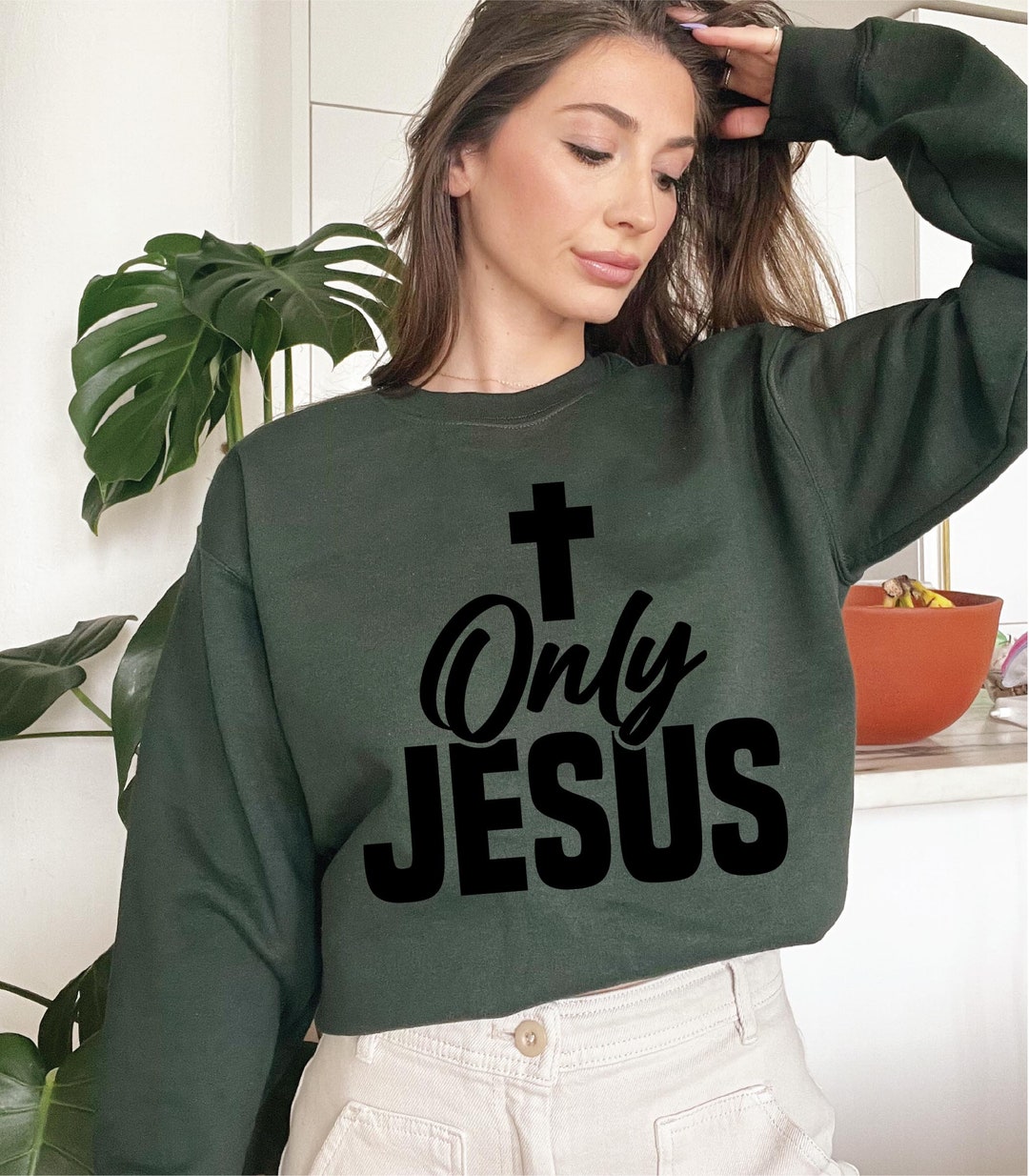 Only Jesus Sweatshirt Christian Sweatshirt Religion Etsy UK