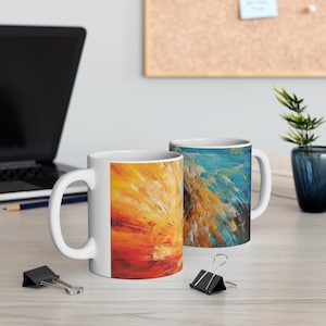 Abstract Ceramic Mug | Artistic 11oz Mug | Abstract Design Coffee Mug | Unique Abstract Mug | Abstract Patterned Cup | Abstract Prin