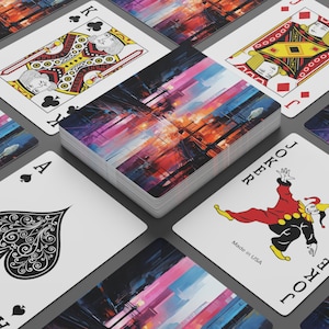 Custom City Scene print pokerkaarten | Themakaarten | Ontwerpkaarten met stadsscène | City Scene-pokerspel | Aanpasbare stadskaarten