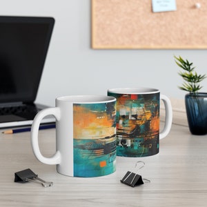 Abstract Ceramic Mug | Artistic 11oz Mug | Abstract Design Coffee Mug | Unique Abstract Mug | Abstract Patterned Cup | Abstract Prin