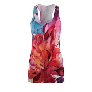 Cut & Sew bloemenontwerp racerback-jurk dames | Vrouwelijke jurk | Mouwloze damesjurk | Jurk met racerback | Meisjesjurk