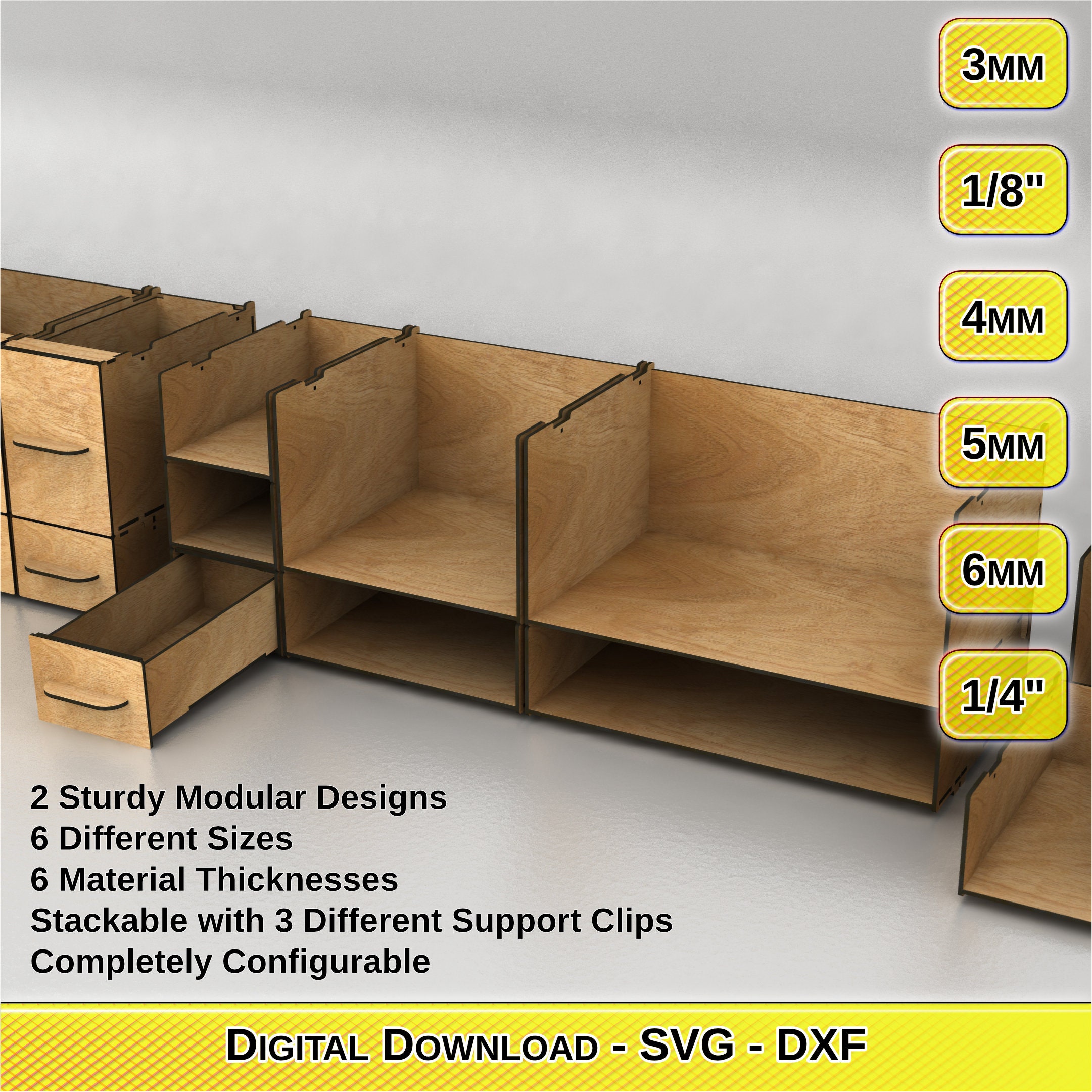 Laser Cut Modular Storage Drawer & Tray Design Files (digital Download ...