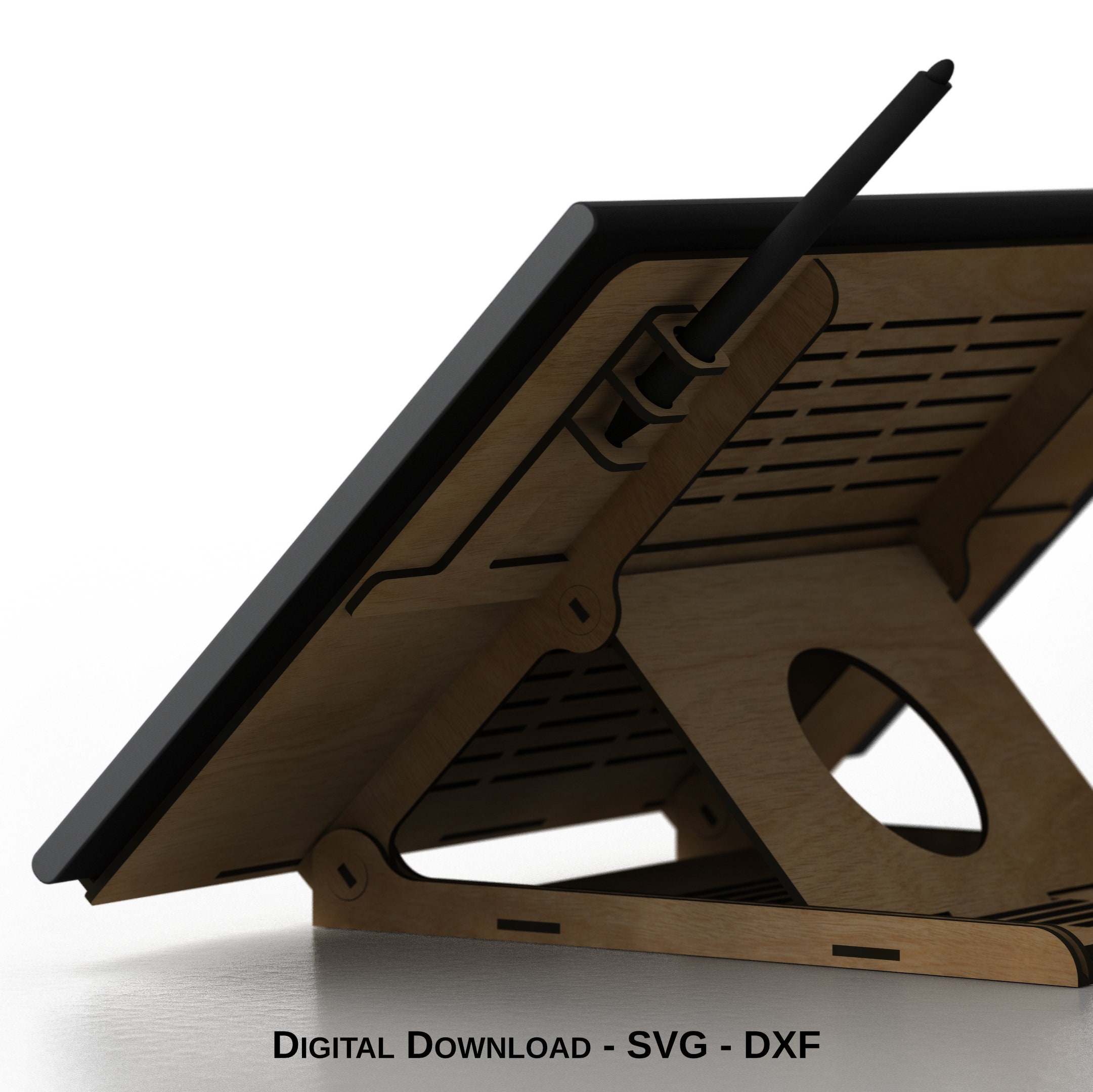 Laser Cut Graphics Tablet Stand Files Foldable Adjustable Pen Holder 4