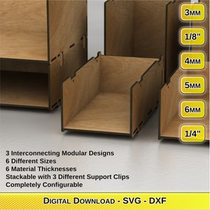 Laser Cut Complete Modular Storage System: SVG DXF Design Files ...