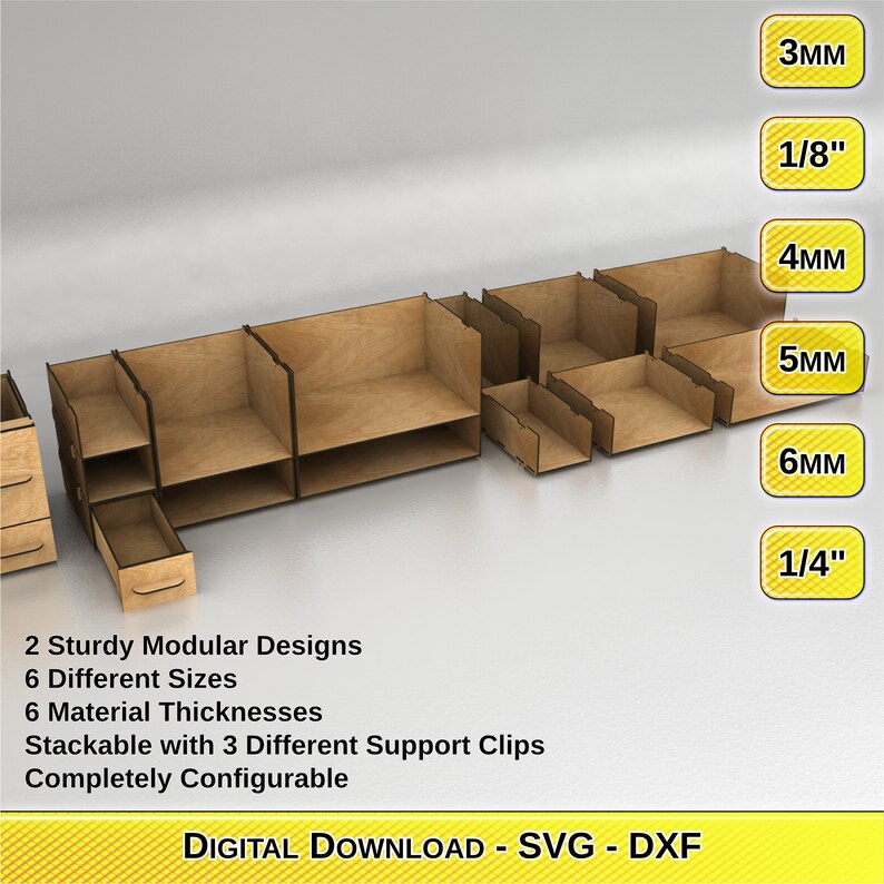 Laser Cut Modular Storage Drawer & Tray Design Files (digital Download ...