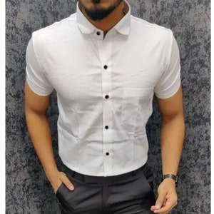 Camisa de hombre plisada blanca camisa - Etsy México