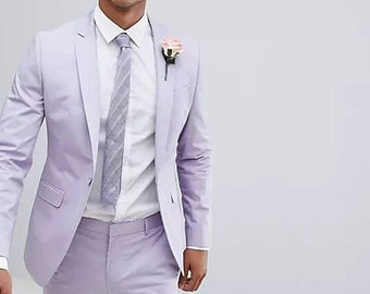 Maßgeschneiderter Slim-Fit-Anzug für Herren, hochwertiger zweiteiliger helllavendelvioletter Herrenanzug für Hochzeit, Verlobung, Abschlussball, Bräutigamkleidung und Trauzeugenanzüge