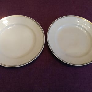 Platos de porcelana vintage, para plato principal, juego de dos, Bulgaria, Razgrad, decoración, cocina, borde dorado, década de 1980