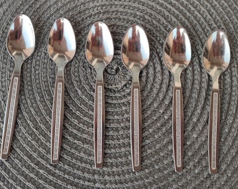 Vintage set of 6 tea/coffee spoons, stainless steel, Bulgaria, 1970s, gift, rare, collection