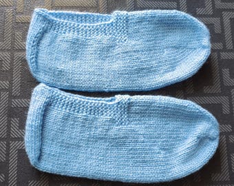 Hand knitted slippers, soft and gentle socks, acrylic yarn, great for hiking, perfect holiday gift, for a loved one, blue, hand made