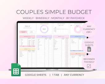 Couples Budget Spreadsheet, Google Sheets Template, Weekly Monthly Budget, budgeting, personal finance, budget template, joint finances