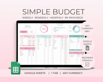 Monthly Budget Spreadsheet, Google Sheets Template, Weekly Monthly Budget, budgeting, personal finance, budget template, joint finances