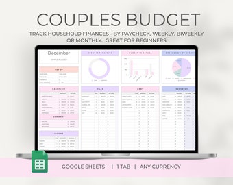 Couples Budget Spreadsheet, Weekly Monthly Budget, Google Sheets Template, budgeting, personal finance, budget template, joint finances