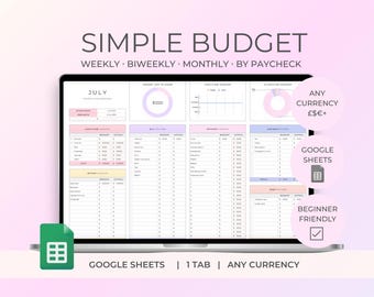 Budget Spreadsheet, Google Sheets Template, Weekly Monthly Budget, budgeting, personal finance, budget template, joint finances