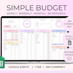 Hoja de cálculo de presupuesto mensual para Google Sheets, plantilla de presupuesto semanal y mensual, presupuesto, presupuesto de base cero