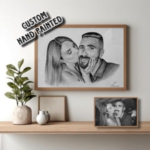 Handmade Portrait for your Loved Ones, Personalized Pencil Portrait, Custom Family Portrait Love Gift merged from your photos