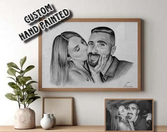 Handmade Portrait for your Loved Ones, Personalized Pencil Portrait, Custom Family Portrait Love Gift merged from your photos