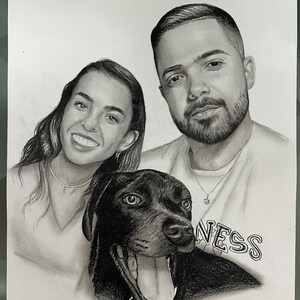 Handmade Portrait for your Loved Ones, Personalized Pencil Portrait, Custom Family Portrait Love Gift merged from your photos