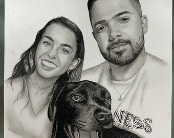 Handmade Portrait for your Loved Ones, Personalized Pencil Portrait, Custom Family Portrait Love Gift merged from your photos