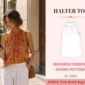 Halter Top Sewing Pattern PDF | High Neck Sleeveless Blouse Pattern | Beginner Friendly | XS–XXXL | Instant Download