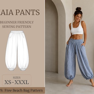Maia Balloon Pants Sewing Pattern PDF | Elastic Waist Trousers | Easy Beginner Sewing Pattern | Instant Download | Women PDF Pattern
