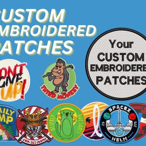 Custom Patches, Iron on Patches, Embroidered Patches, Handmade Embroidery,  Free Shipping and Fast Turnaround Time. 