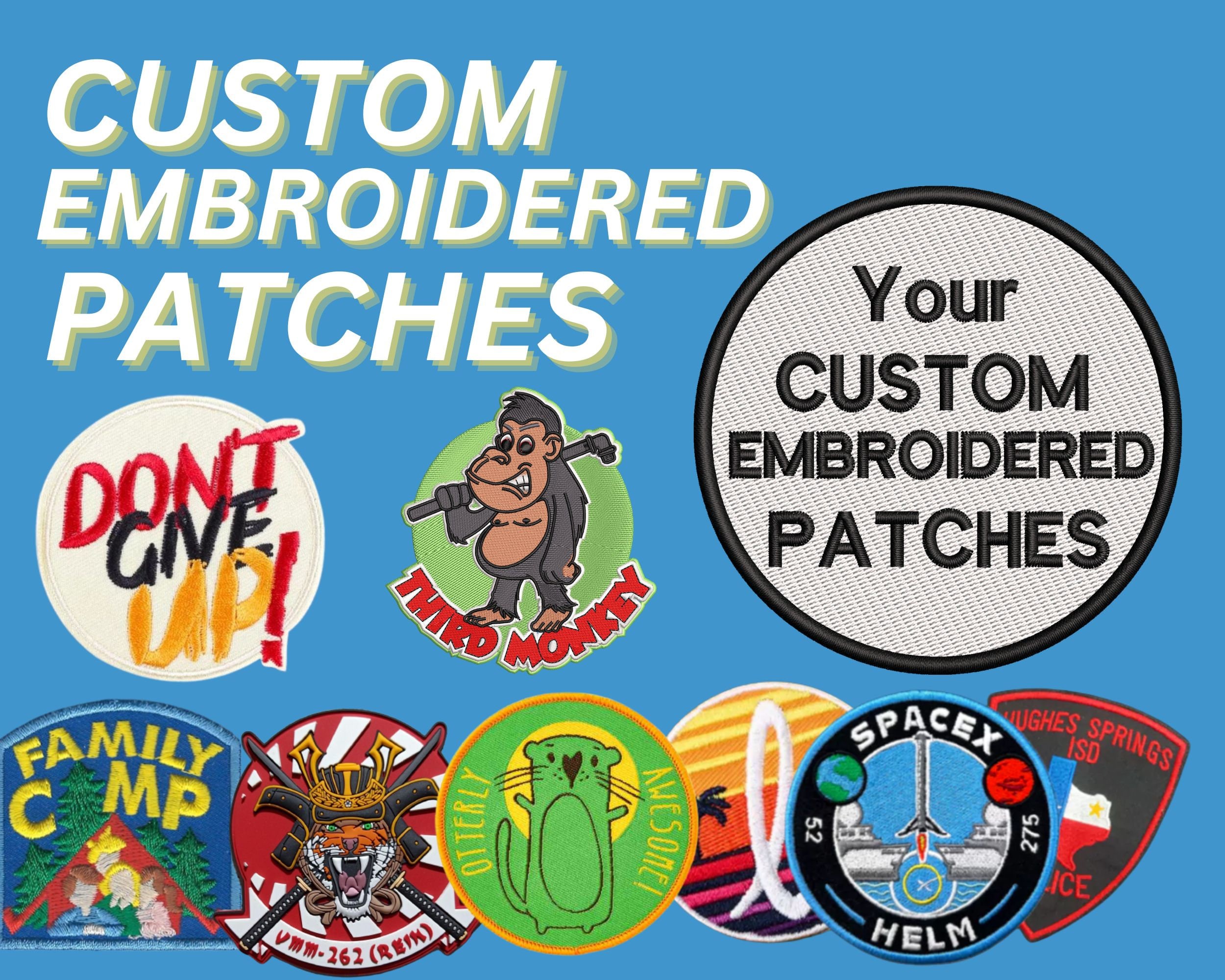 Custom Patches Woven Patches Sew on Patches Iron on Patches Hook and Loop  Patches Velcro Brand Backed Patches A USA Company 