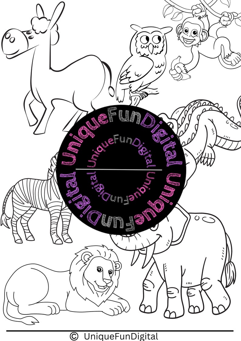 A4 Printable PDF Colouring Sheet Worksheet Animal drawing, kids worksheet instant download image 1
