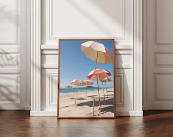 Decoración minimalista de pared con sombrilla de playa / Decoración costera (Descarga digital)