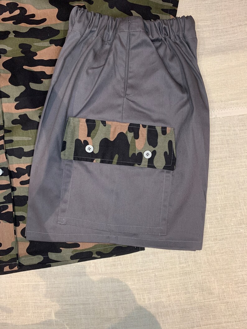 Boys Collared Shirt Paired With Cargo Shorts Etsy