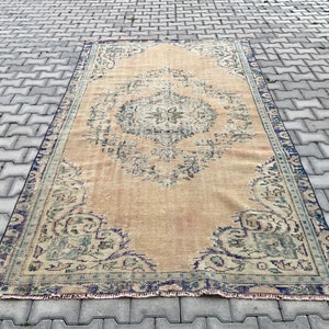 Hand Knotted Turkish Oushak Wool Rug: 5.2x9.2 ft, Neutral Orange