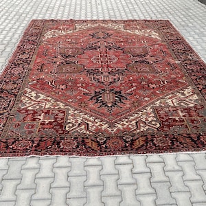 10x13 Red Persian Rug: Hand-Knotted Vintage Wool Area Rug