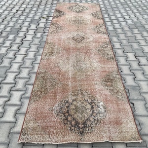 Handgewebter Teppich Läufer: Türkischer Oushak Boho Decor
