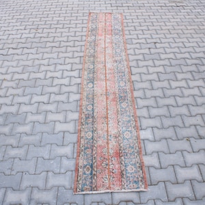 Hand Knotted Wool Runner Rug: Vintage Turkish Patchwork, 1.7 x 10.5 ft