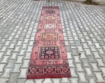 2x12 Red Runner Rug, Handmade rug, Oriental Rug, Bohemian Decor Runner, Gift For Him, Wool rug, Washable Rug, Turkish runner Rug, 2x12 Rug