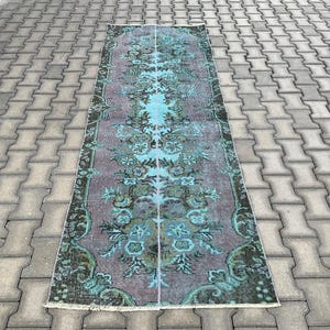 Hand Knotted Wool Turkish Runner Rug: 2.9x8.6 ft Vintage Anatolian Rug