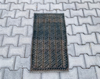 1x3 Blue Door Mat, Handmade Rug, Oriental Rug, Home Decor Rug, Turkish Door Mat, Anatolian Rug, Vintage Rug, Modern rug, Washable Rug, Wool