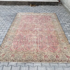 Alfombra Oushak turca vintage de 7x10: alfombra de lana hecha a mano