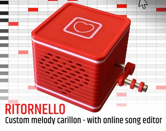 Caixa de música com melodia personalizada/Mecanismo de manivela programável com editor de músicas online ou serviço de harmonização/Polifonia de 36 notas/Coro