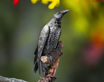 Raven Hars Standbeeld Vogel Kraai Sculptuur Outdoor Kraaien Halloween Decor Creatief voor Tuin Binnenplaats Dierendecoratie