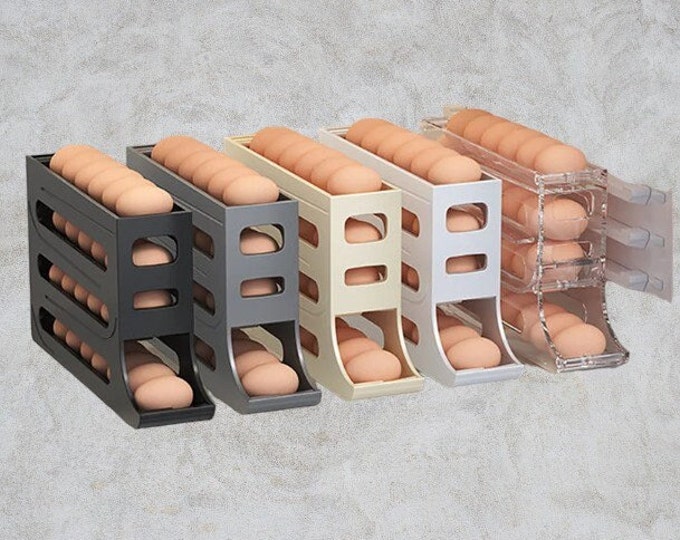 Automatic Scrolling Egg Rack Holder Storage Box Egg Basket Food Containers Egg Case Holder Refrigerator Storage Organizer