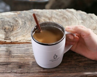 Edelstahl-Kaffeetasse-Becher mit Deckel-isolierter Kaffeetasse doppelwandiger Kaffeebecher mit Griff hitzebeständiges Trinkgeschirr